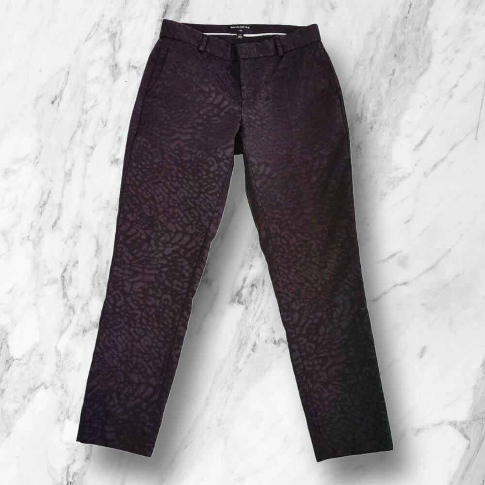 Banana Republic Women's Avery Black Leopard Print Trouser Dress Pants 0